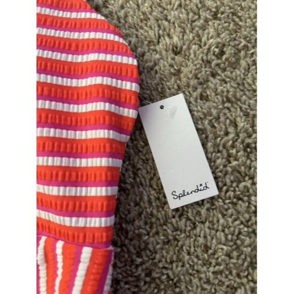 Splendid Womens Striped Zip Front One Piece Colorful Swimsuit Size Small/Medium - Picture 4 of 15